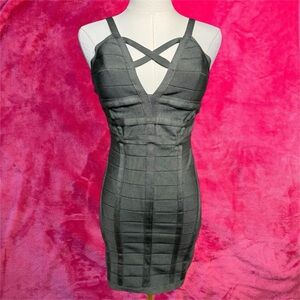 bebe Charcoal Gray Strappy Bandage Mini Dress